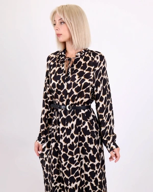 Дълга рокля от район леопардов принт | Рокли и Гащеризони - 2