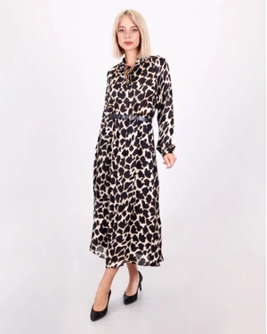Дълга рокля от район леопардов принт | Рокли и Гащеризони - 3