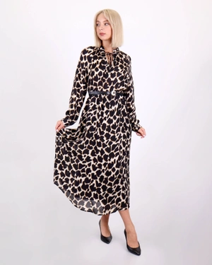 Дълга рокля от район леопардов принт | Рокли и Гащеризони - 4