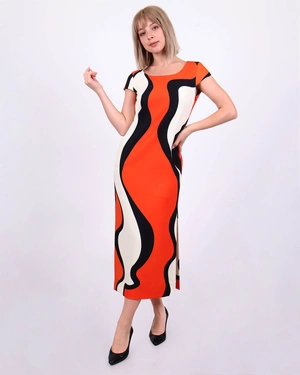 Long dress with a geometric motif | Dresses and Jumpsuits - 2