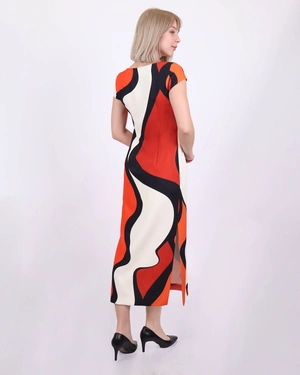 Long dress with a geometric motif | Dresses and Jumpsuits - 3