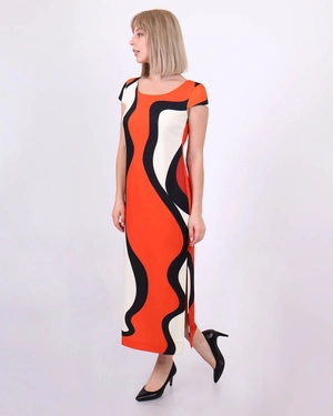Long dress with a geometric motif | Dresses and Jumpsuits - 4
