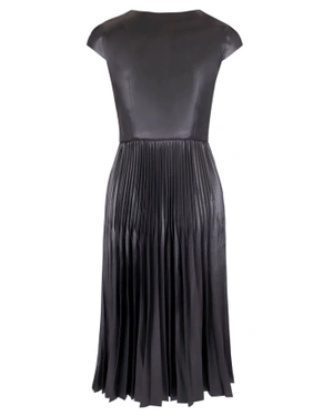 Eco-leather dress with a pleated lower part | All products | Dika.bg - 2 Eco-leather dress with a pleated lower part | All products - 2
