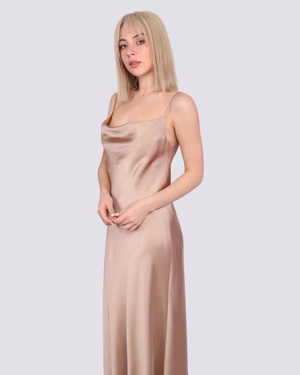 Satin dress with straps | Dresses - 3