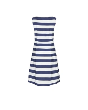 Rochie de vară fără mâneci din bumbac în dungi, cu detaliu floral | Rochii - 1