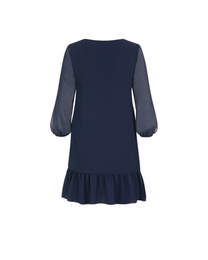 Dark blue chiffon dress with a flounce at the hem | COLLECTION - 1