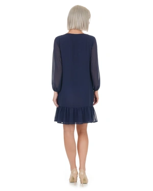 Dark blue chiffon dress with a flounce at the hem | COLLECTION - 4