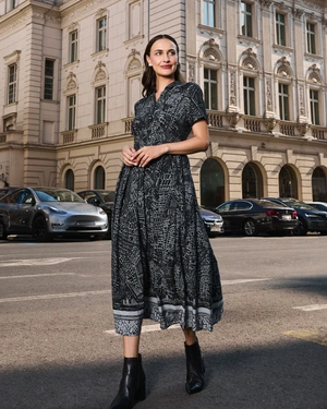 Midi dress with "Streets of Sofia" print | NEW | Dika.ge - 3 Midi dress with "Streets of Sofia" print | NEW - 3