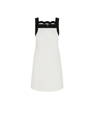 White dress with contrasting black straps and above-the-knee length | SUMMER COLLECTION - 1