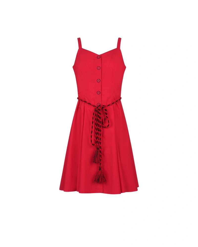 Red cotton summer dress with straps | SUMMER COLLECTION