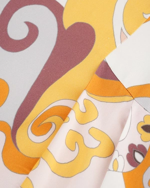 Rochie lunga de vara din vascoza, cu motive in ocru si maro | Rochii - 2