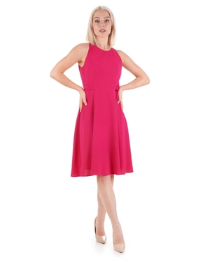 Рокля без ръкави, с подчертана талия, дължина около коляното, в цвят фуксия | КОЛЕКЦИЯ ЛЯТО - 3