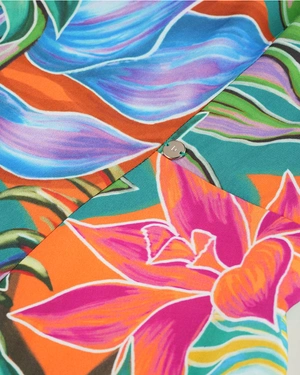 Rochie de vara albastru-verde cu imprimeu floral spectaculos | Rochii - 2