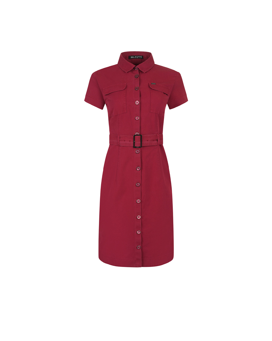 Cotton shirt dress with short sleeves, in burgundy color | Dresses | Dika.bg Cotton shirt dress with short sleeves, in burgundy color | Dresses