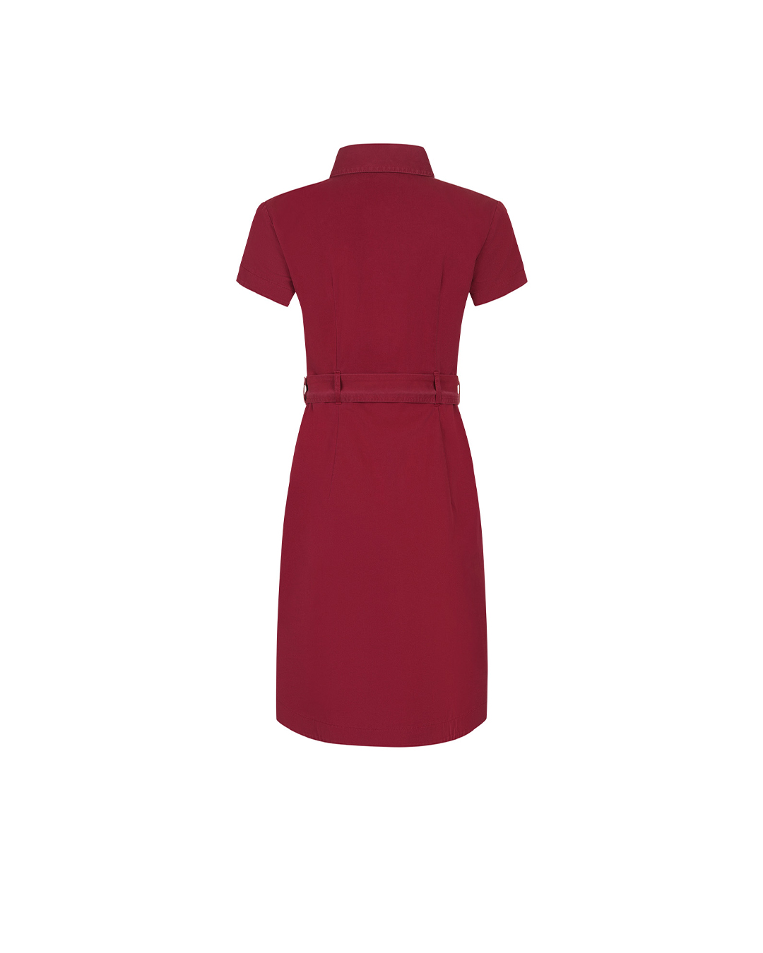 Cotton shirt dress with short sleeves, in burgundy color | Dresses | Dika.bg - 1 Cotton shirt dress with short sleeves, in burgundy color | Dresses - 1