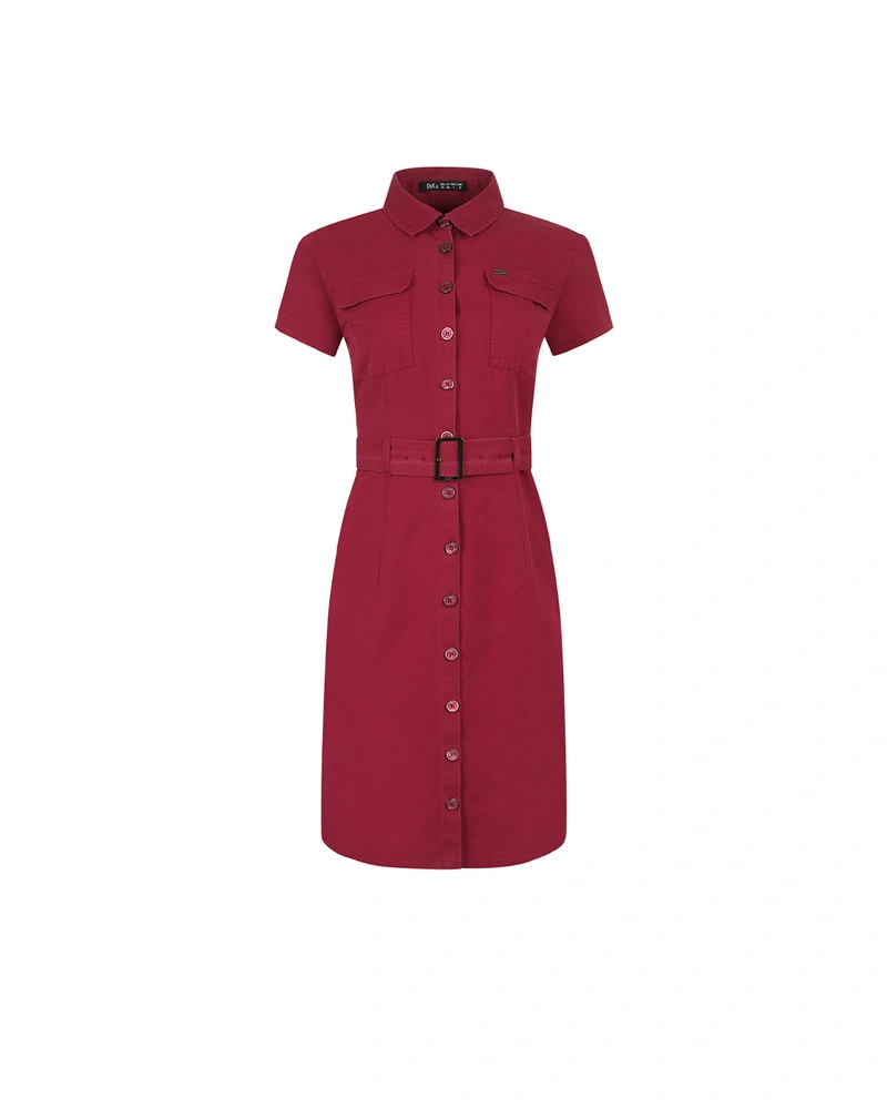 Rochie tip camasa din bumbac cu maneci scurte, culoare visinie | Rochii | Dikastore.ro Rochie tip camasa din bumbac cu maneci scurte, culoare visinie | Rochii