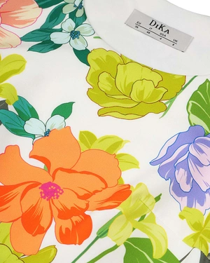 Summer sleeveless dress with floral print and round neckline | SUMMER COLLECTION | Dikastore.ro - 2 Summer sleeveless dress with floral print and round neckline | SUMMER COLLECTION - 2