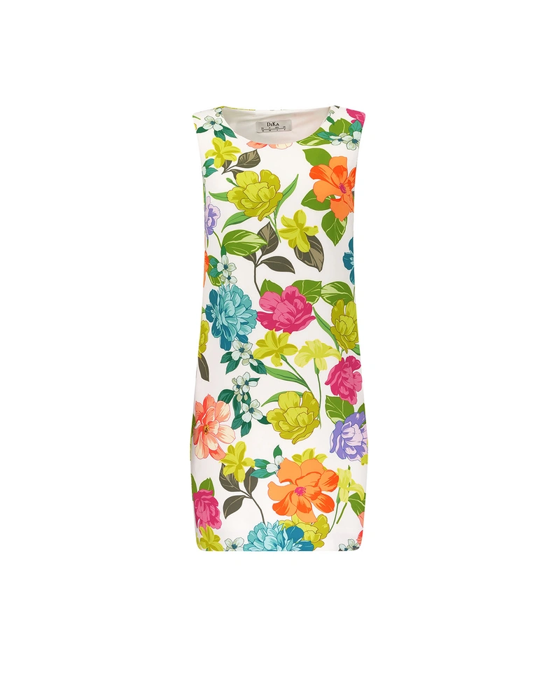 საზაფხულო უსახელო კაბა ყვავილოვანი პრინტით და მრგვალი დეკოლტეთი | 