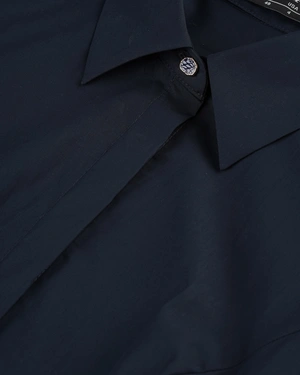 Dark blue cotton dress with puff sleeves | SUMMER COLLECTION - 2