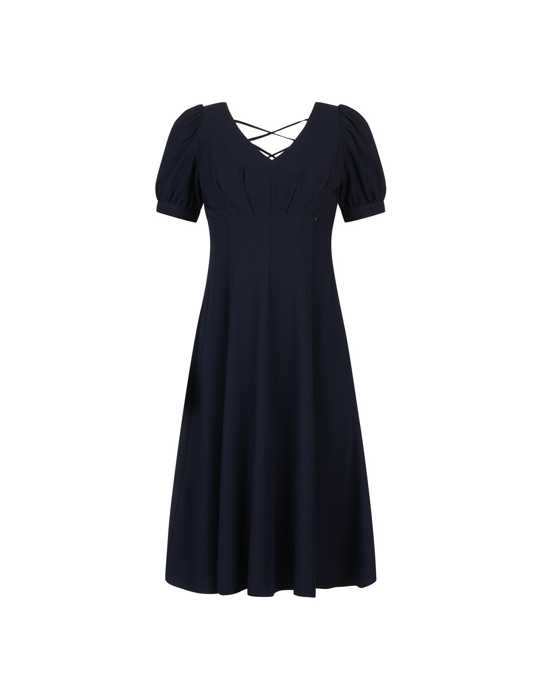 Black dress with short puffed sleeves and a defined waist | Dresses | Dika.bg Black dress with short puffed sleeves and a defined waist | Dresses
