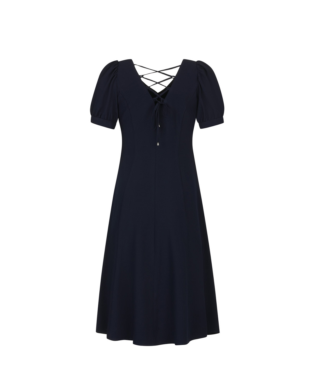 Black dress with short puffed sleeves and a defined waist | Dresses | Dika.bg - 1 Black dress with short puffed sleeves and a defined waist | Dresses - 1