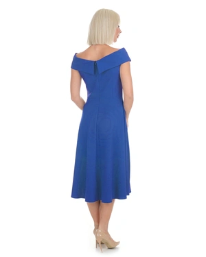 Dark blue stylish dress with bare shoulders and an A-line silhouette | Dresses - 3