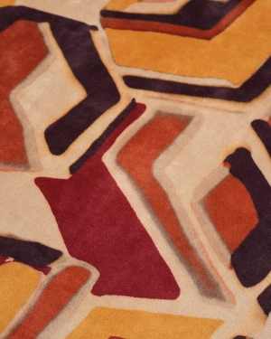 Elegant dress with geometric print in earthy tones | Dresses - 2