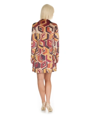 Elegant dress with geometric print in earthy tones | Dresses - 4