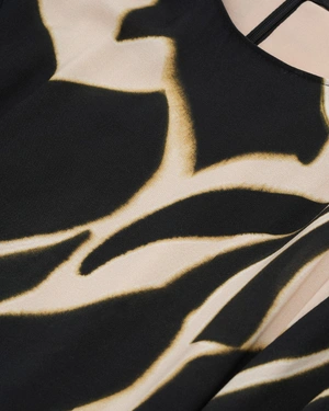 Long viscose dress with beige and black print | NEW - 2
