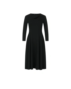 Black dress with elegant silhouette and cut-out detail at the neckline | Business collection | Dika.rs Black dress with elegant silhouette and cut-out detail at the neckline | Business collection