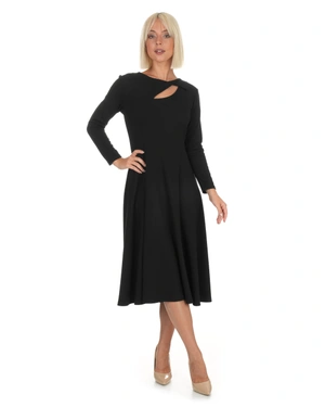 Black dress with elegant silhouette and cut-out detail at the neckline | Business collection | Dika.rs - 3 Black dress with elegant silhouette and cut-out detail at the neckline | Business collection - 3