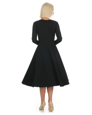 Black dress with elegant silhouette and cut-out detail at the neckline | Business collection | Dika.rs - 4 Black dress with elegant silhouette and cut-out detail at the neckline | Business collection - 4