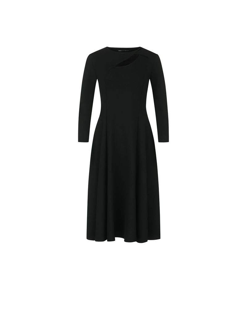 Black dress with elegant silhouette and cut-out detail at the neckline | Business collection