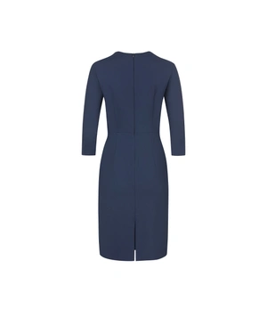 Dark blue business dress with square neckline | COLLECTION - 1