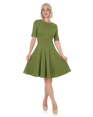 მწვანე საშემოდგომო კაბა ლურექსის ძაფებით | კოლექცია - 4