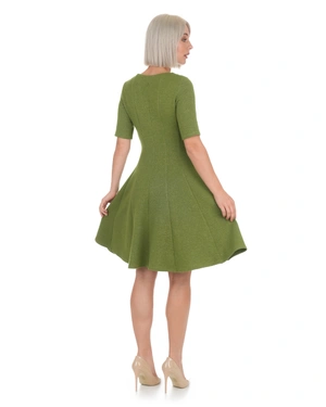 მწვანე საშემოდგომო კაბა ლურექსის ძაფებით | კოლექცია - 5