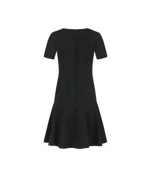 Classic black dress with short sleeves and V-neckline | COLLECTION - 1