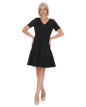 Classic black dress with short sleeves and V-neckline | COLLECTION - 3