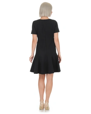 Classic black dress with short sleeves and V-neckline | COLLECTION - 4