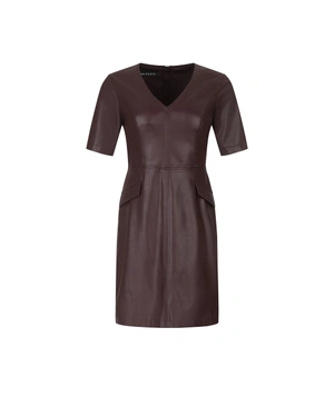 Burgundy eco-leather dress | Dresses | Dika.ge Burgundy eco-leather dress | Dresses