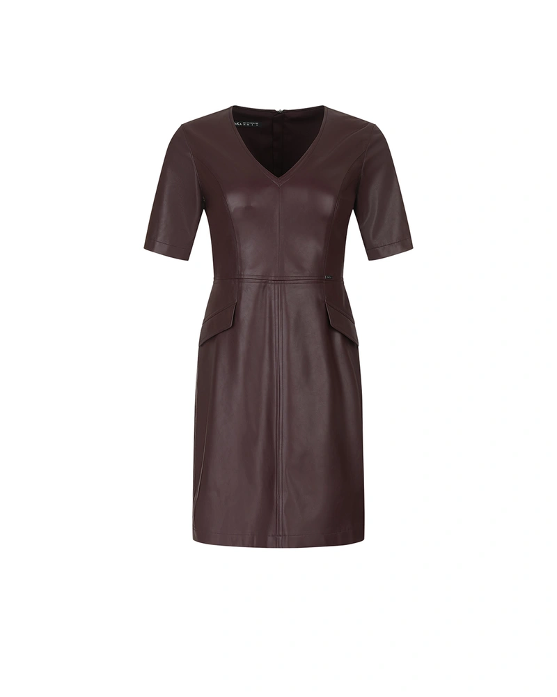 Burgundy eco-leather dress | Leather | Dika.bg Burgundy eco-leather dress | Leather