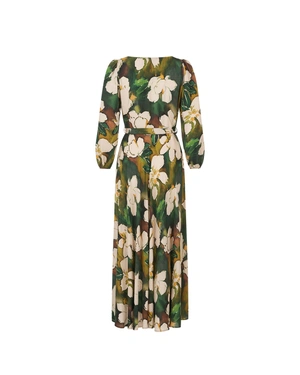 Long floral viscose dress in green shades | Dresses | Dika.rs - 1 Long floral viscose dress in green shades | Dresses - 1