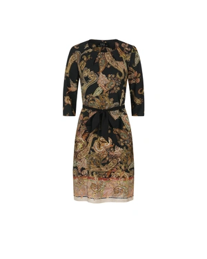 Stylish autumn viscose dress with Indian print | Iconic colors