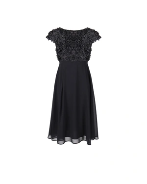 შავი საზეიმო კაბა 3D მაქმანით და შიფონით | კოლექცია წვეულებისთვის - 1