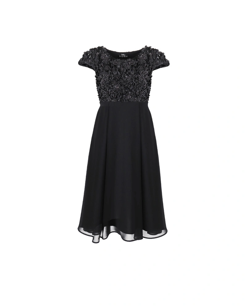 Black formal dress with 3d lace and chiffon | NEW