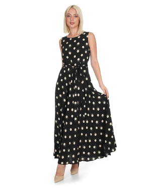 Black long dress with beige polka dots | Dresses | Dika.bg - 5 Black long dress with beige polka dots | Dresses - 5