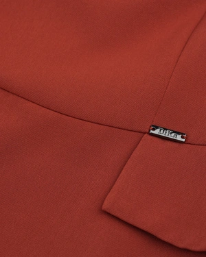 Elegant dress in matte brick with an artistic collar | Dresses | Dika.ge - 2 Elegant dress in matte brick with an artistic collar | Dresses - 2