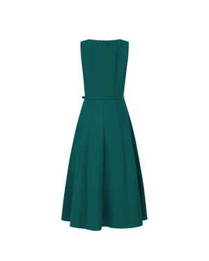 Elegant sleeveless dress in dark green | Dresses - 2