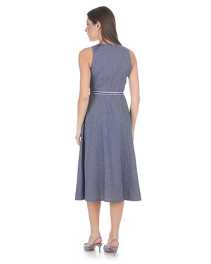 Лятна рокля от лен и памук в светлосиньо с деним ефект | Рокли | Dika.bg - 3 Лятна рокля от лен и памук в светлосиньо с деним ефект | Рокли - 3