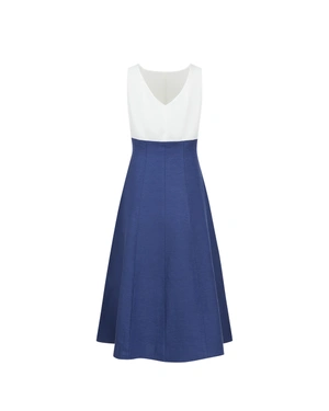 White and dark blue dress made of rayon, linen and cotton | Casual - 4